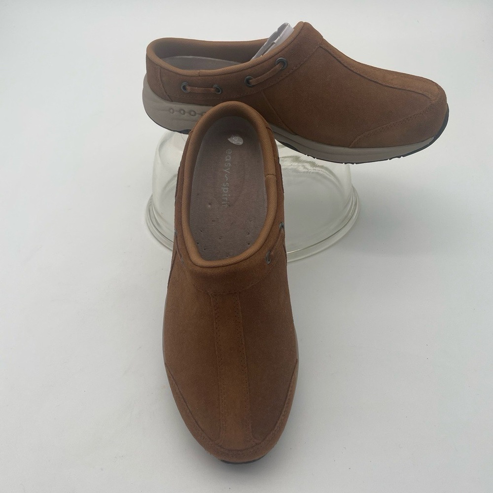 NWT Easy Spirit Travelport Dark Brown Suede SlipOn Rubber Sole mule clog Shoe 6M
